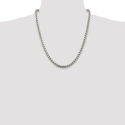 Sterling Silver 5.2mm Round Box Chain Necklace 22"