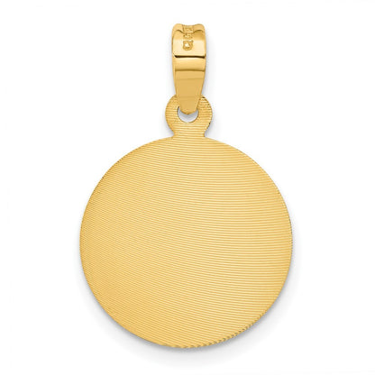 14k Yellow Gold Polished Diamond-Cut Lady Of Guadalupe Circle Pendant