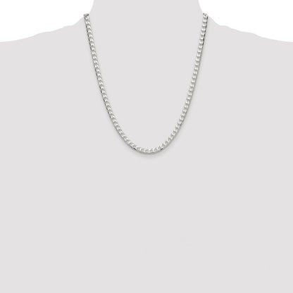 Sterling Silver Rhodium-plated 5mm Diamond-Cut Square Curb Chain Necklace 22"