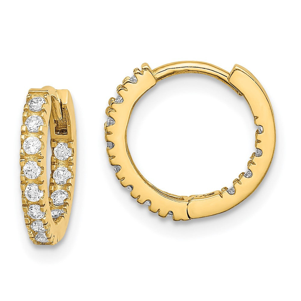 14k Yellow Gold Cubic Zirconia Hinged Hoop Earrings