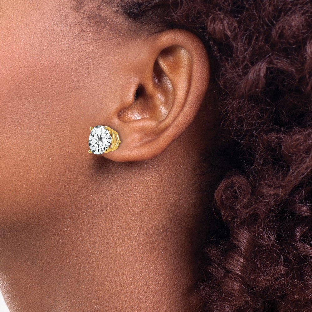 14k Yellow Gold 10mm Cubic Zirconia Stud Earrings