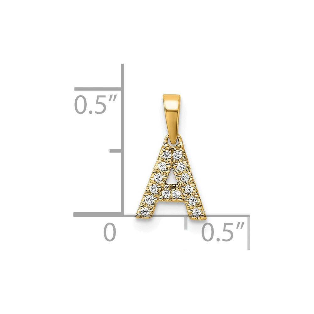 14k Yellow Gold Diamond Letter A Initial with Bail Pendant