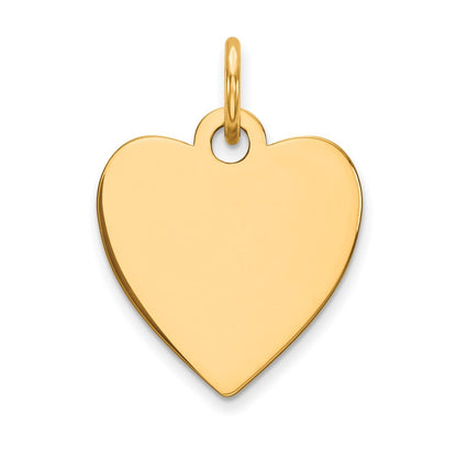 14k Yellow Gold Plain .018 Gauge Engravable Heart Disc Charm Pendant