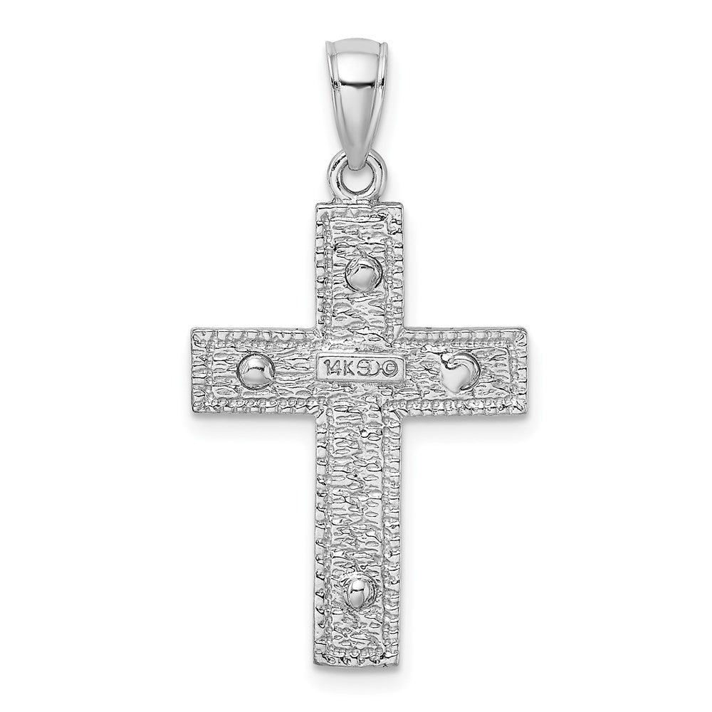 14k White Gold Cross Charm Pendant