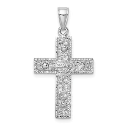 14k White Gold Cross Charm Pendant