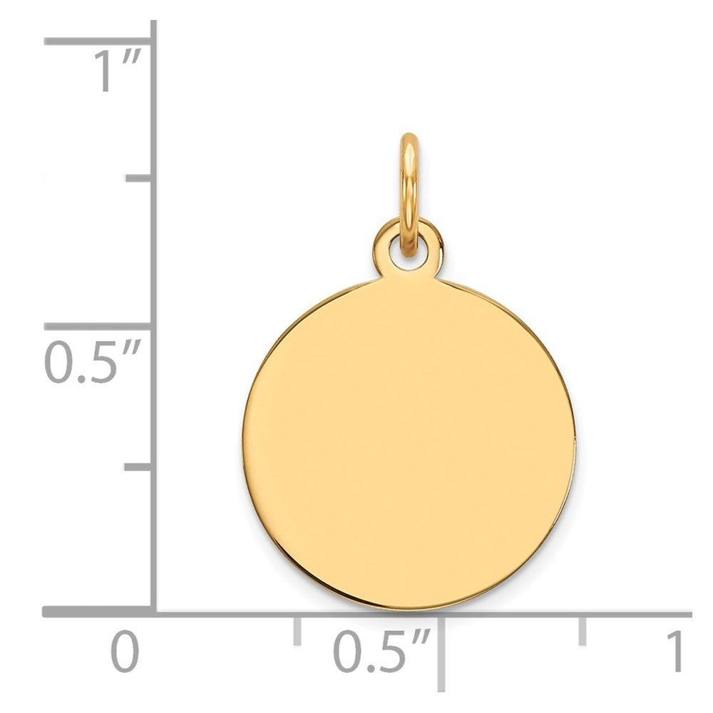 14k Yellow Gold Plain .018 Gauge Circular Engravable Disc Charm Pendant