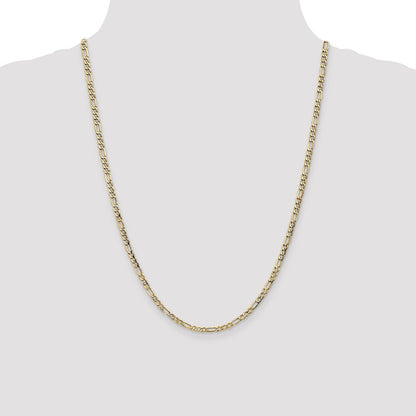 14k Yellow Gold 3.5mm Semi-Solid Figaro with Lobster Clasp Chain Necklace 24"
