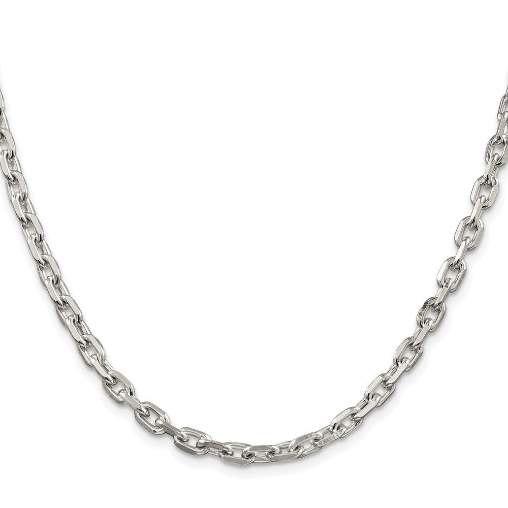 Sterling Silver Rhodium-plated 4.9mm Beveled Oval Cable Chain Necklace 20"