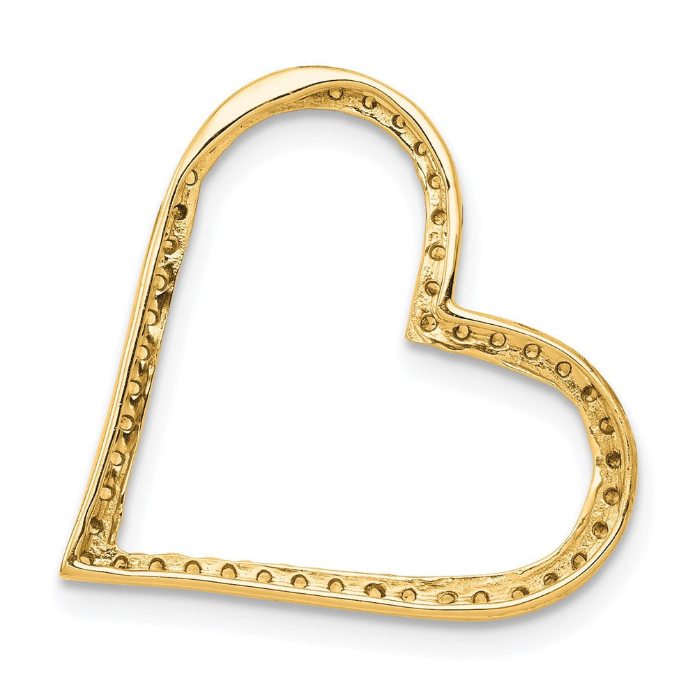 14k Yellow Gold 1/6ct. Diamond Heart Chain Slide Pendant