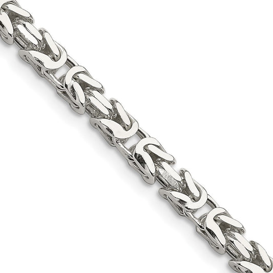 Sterling Silver 5mm Byzantine Chain Necklace 24"