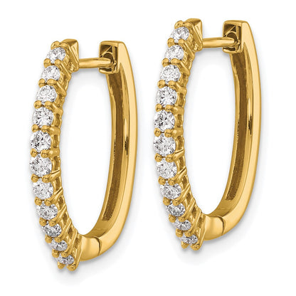 14k Yellow Gold Diamond Hinged Hoop Earrings