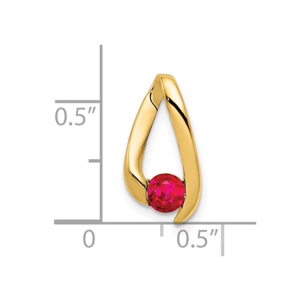 14k Yellow Gold 4mm Ruby Pendant