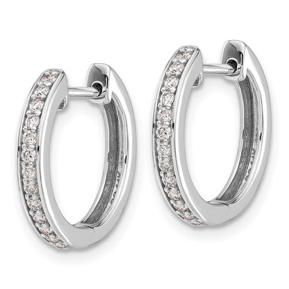 14k White Gold Diamond Complete Hinged Hoop Earrings