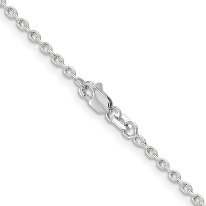 14K White Gold 2mm Round Open Link Cable with Lobster Clasp Chain Necklace 24"