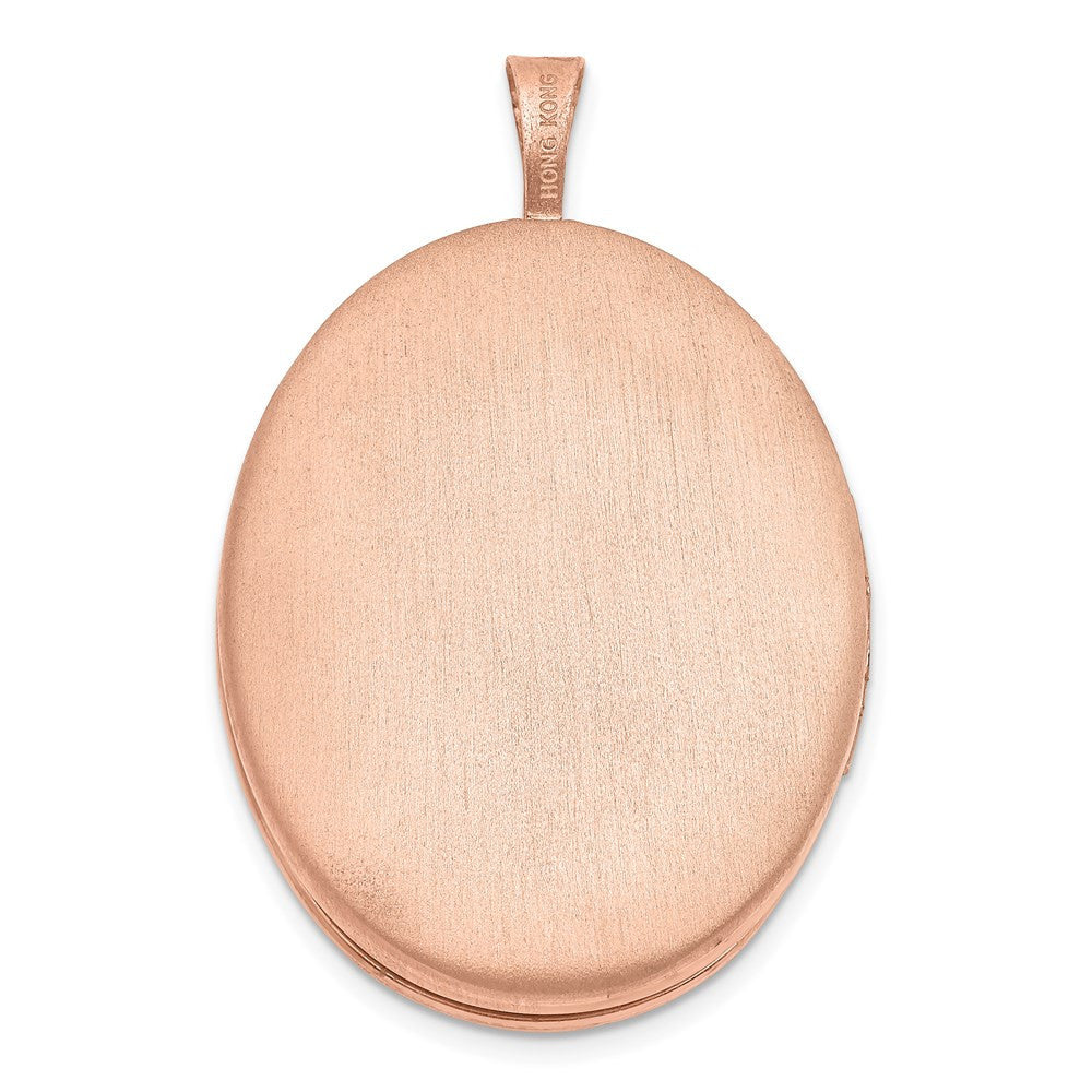 Sterling Silver Rose Gold-plated 26mm Swirled Oval Locket Pendant