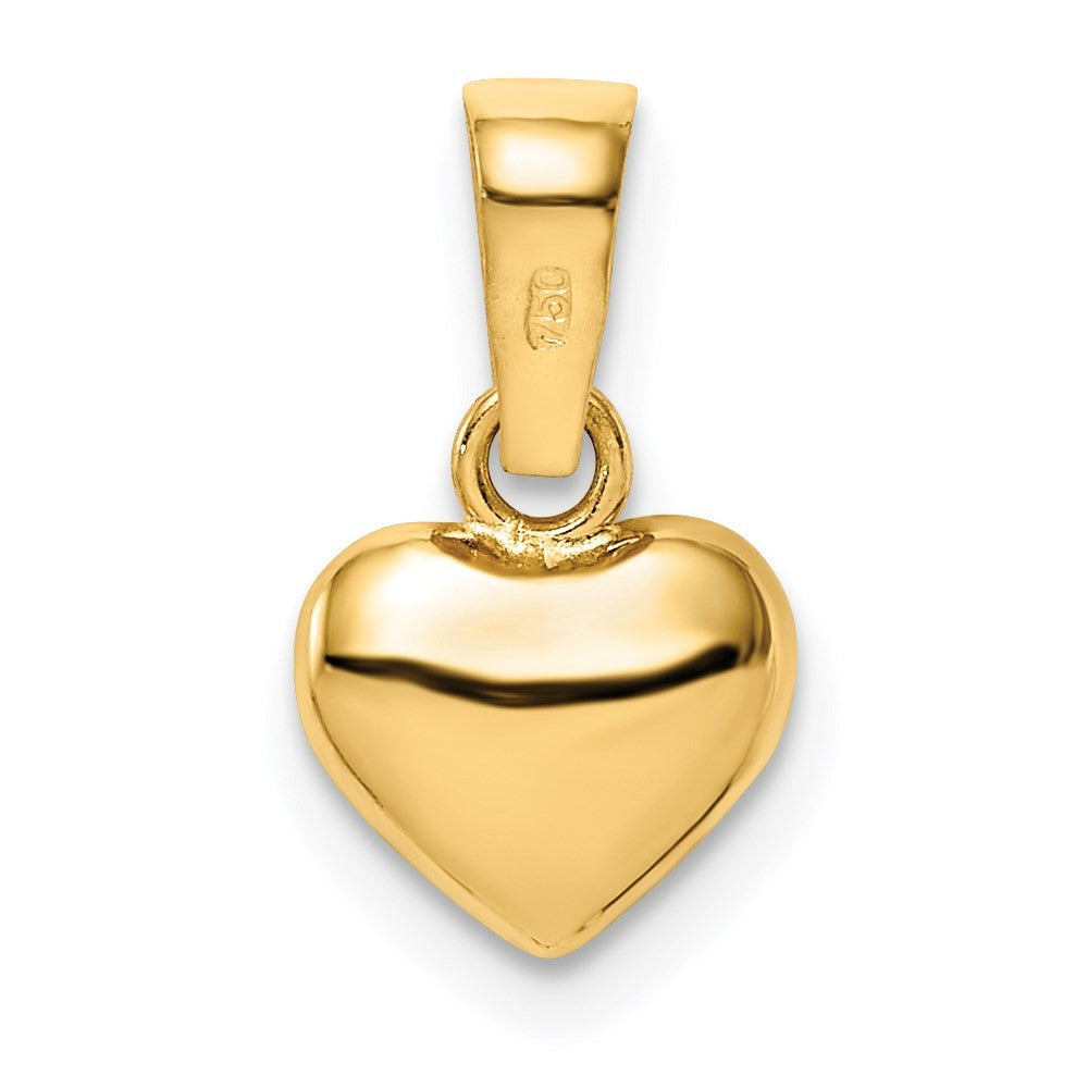 14k Yellow Gold Satin and Polished 3D Puffed Heart Pendant