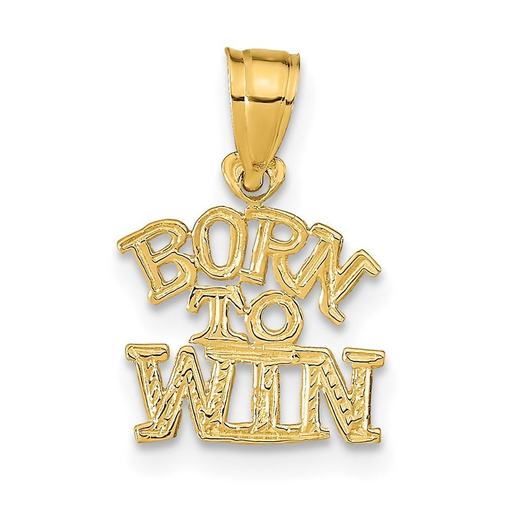 14k Yellow Gold BORN TO WIN Pendant