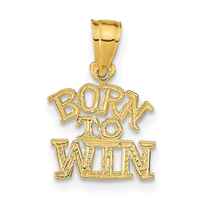 14k Yellow Gold BORN TO WIN Pendant