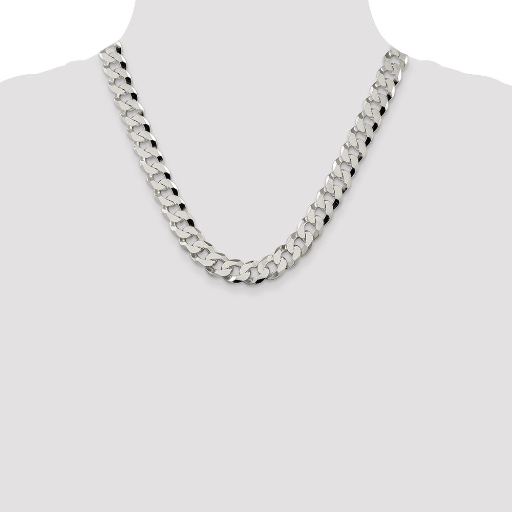 Sterling Silver 12.3mm Beveled Curb Chain Necklace 20"