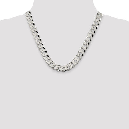 Sterling Silver 12.3mm Beveled Curb Chain Necklace 20"