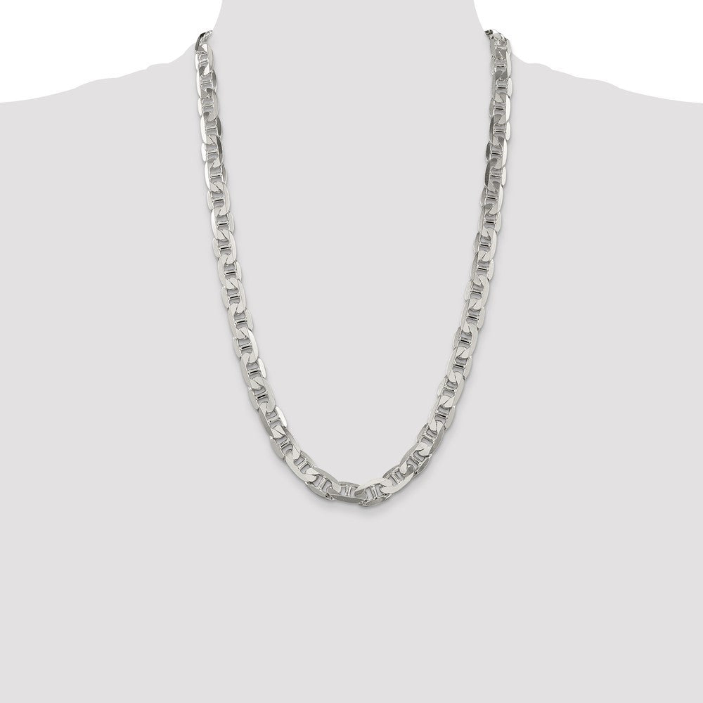 Sterling Silver 9.5mm Flat Anchor Chain Necklace 26"