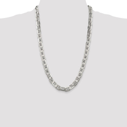 Sterling Silver 9.5mm Flat Anchor Chain Necklace 26"