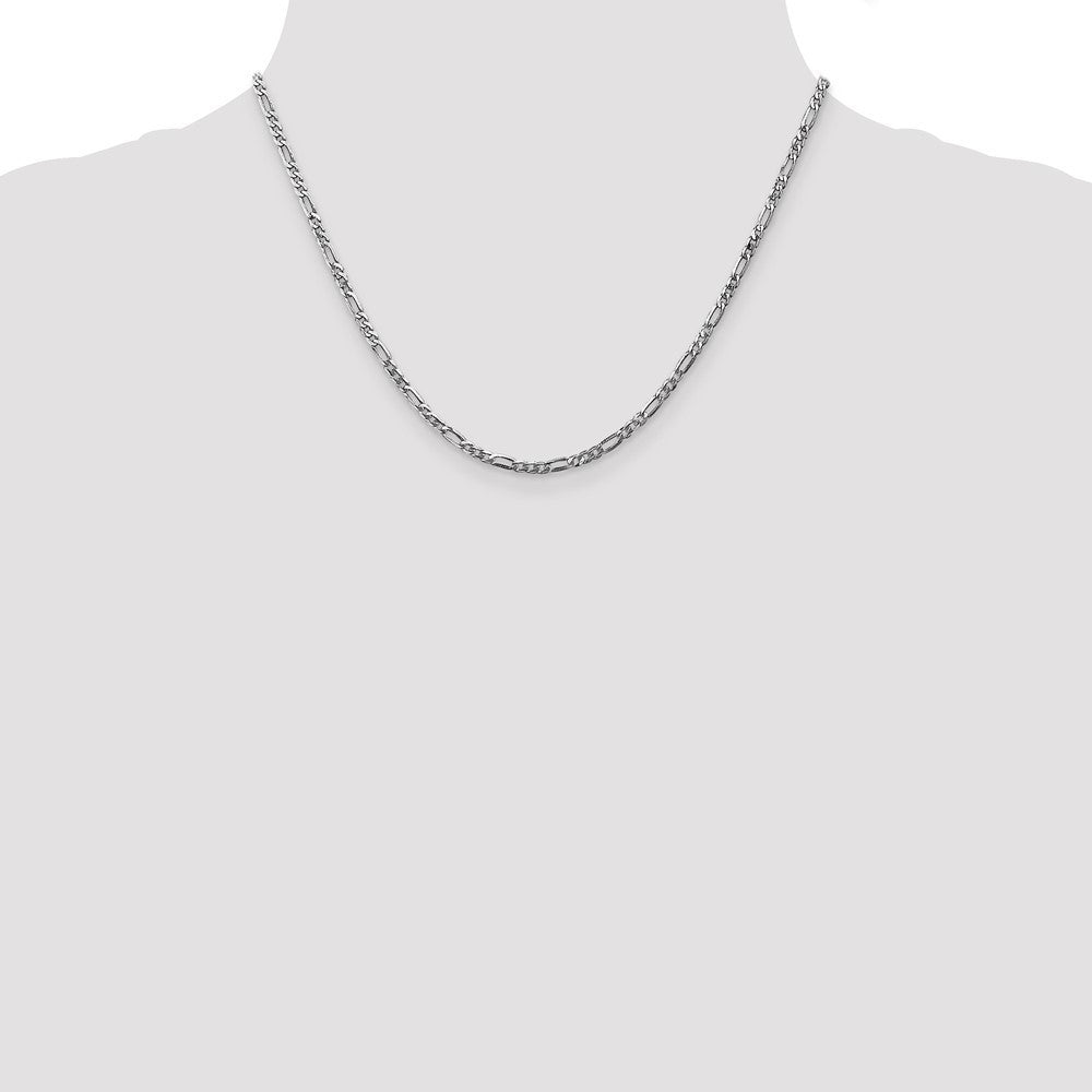 14K White Gold 2.75mm Flat Figaro with Lobster Clasp Chain Necklace 18"