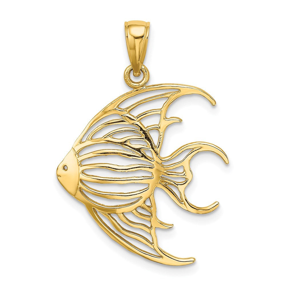14k Yellow Gold Cut-Out Angelfish Charm Pendant