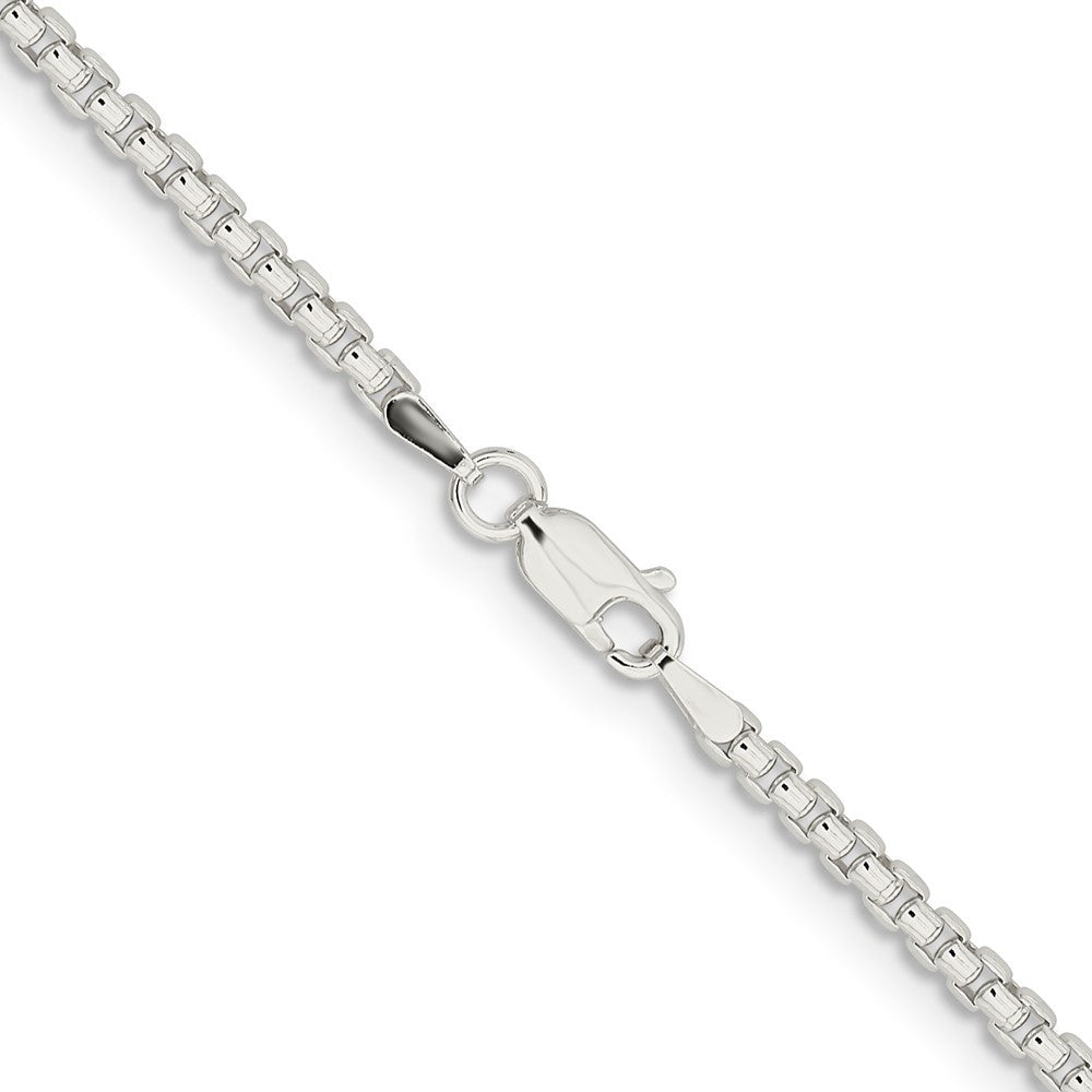 Sterling Silver 2.6mm Round Box Chain Necklace 36"