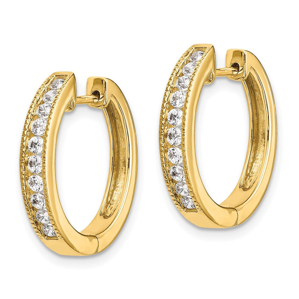 14k Yellow Gold Diamond Hinged Hoop Earrings