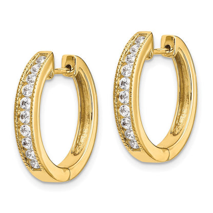 14k Yellow Gold Diamond Hinged Hoop Earrings