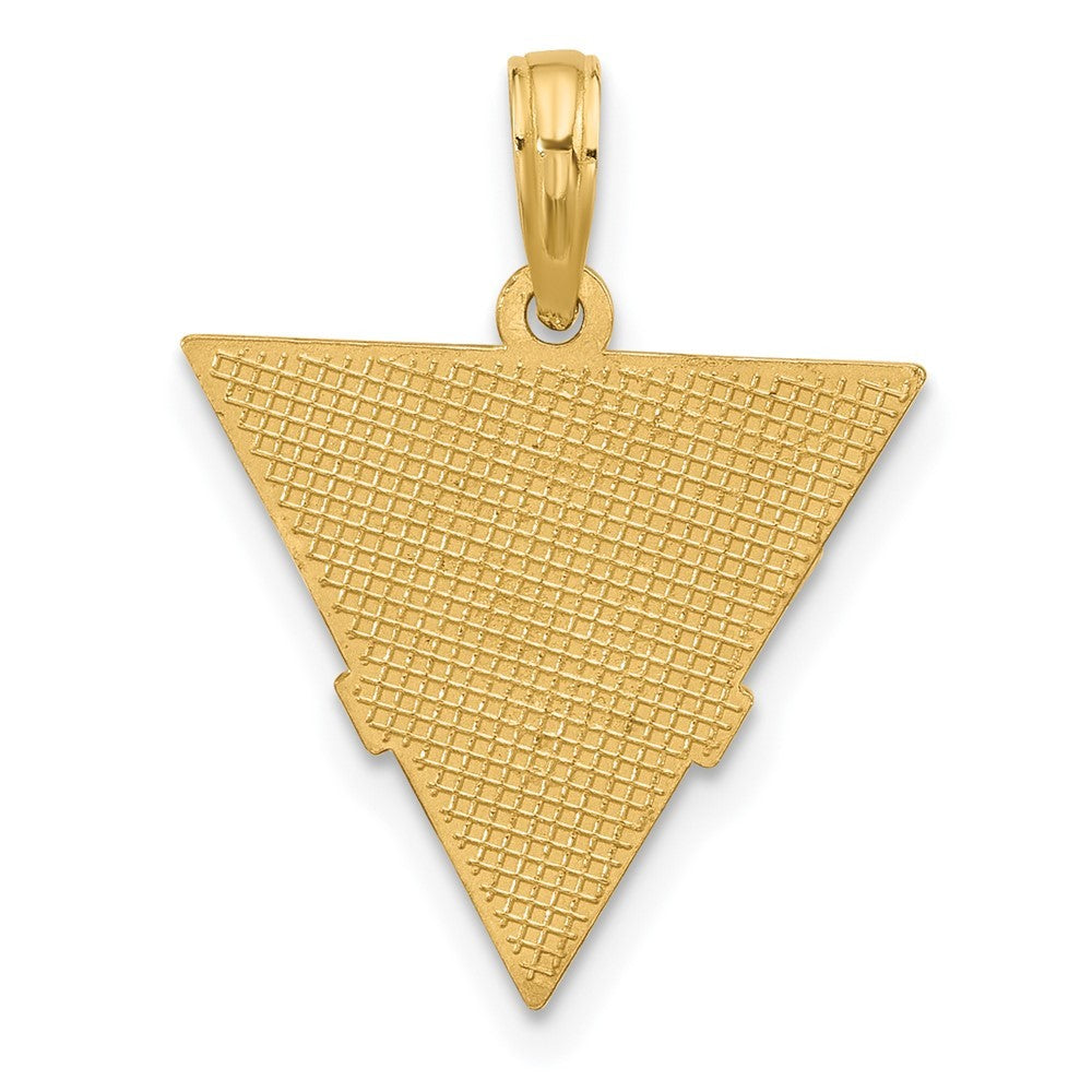 14k Yellow Gold Polished Triangle Caduceus Charm Pendant