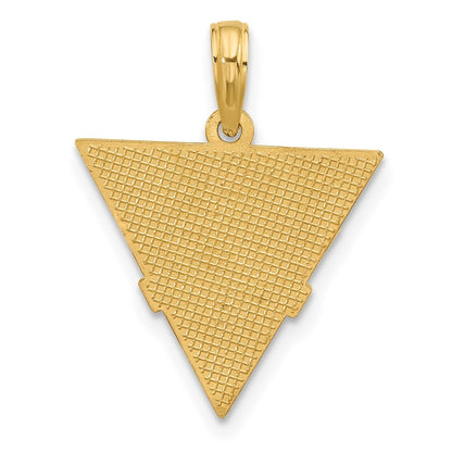 14k Yellow Gold Polished Triangle Caduceus Charm Pendant