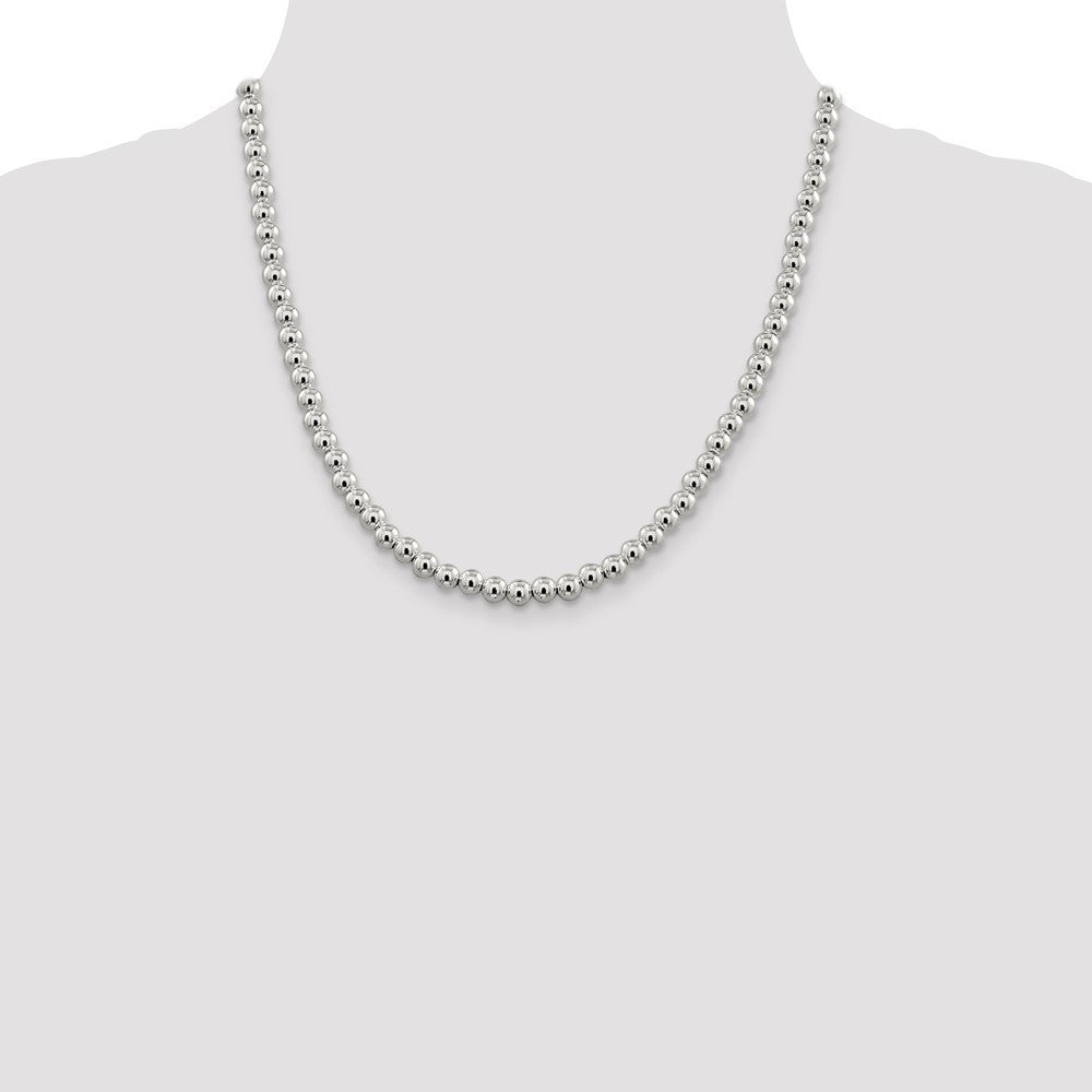 Sterling Silver 6.1mm Beads on Box Chain Necklace 20"