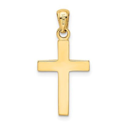 14k Yellow Gold Rhodium Cross Pendant