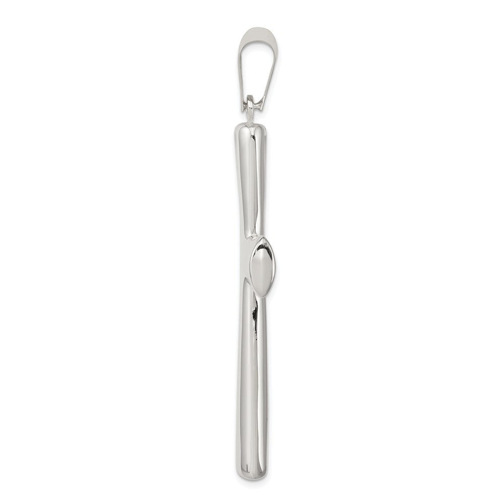 Sterling Silver Rhodium-plated Hollow Cross Pendant