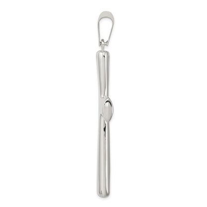 Sterling Silver Rhodium-plated Hollow Cross Pendant