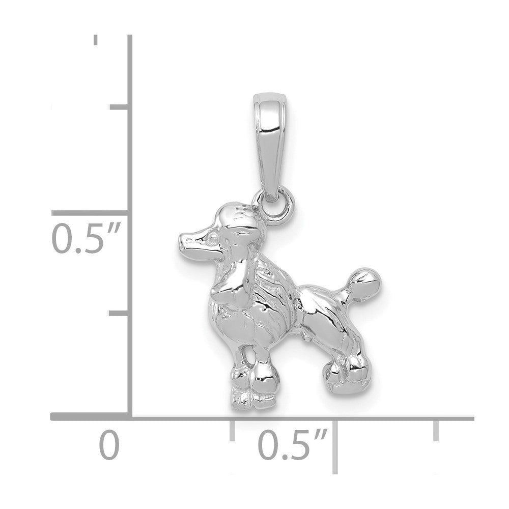 14k White Gold Poodle Dog Pendant