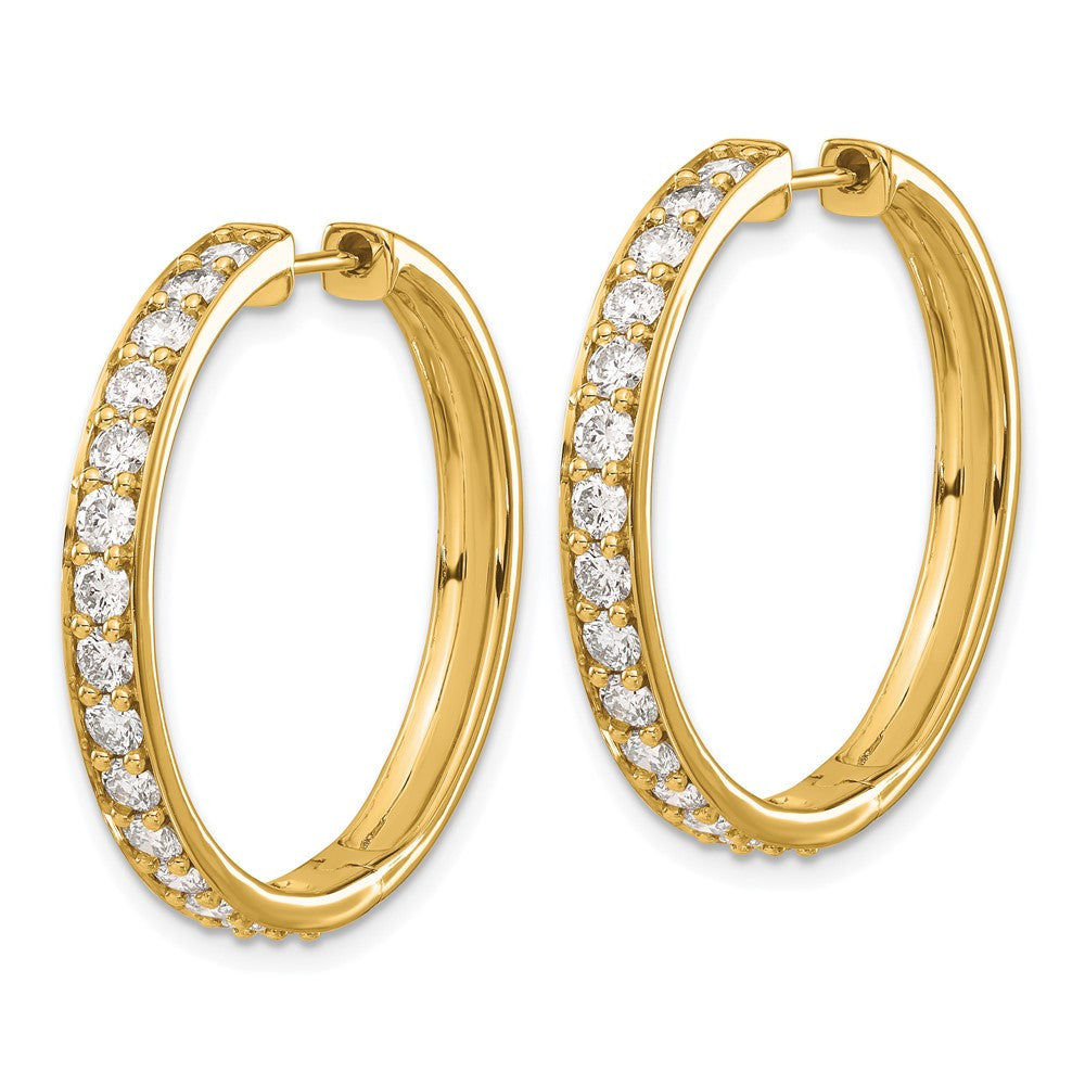 14k Yellow Gold Diamond Hinged Hoop Earrings
