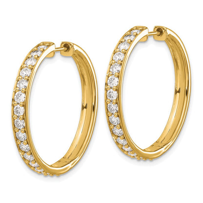 14k Yellow Gold Diamond Hinged Hoop Earrings