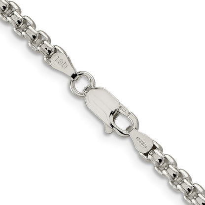 Sterling Silver 3.6mm Round Box Chain Necklace 24"
