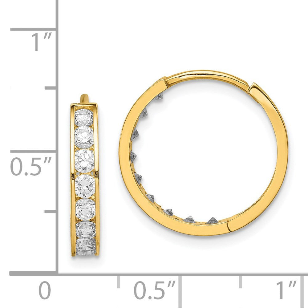 14k Yellow Gold Cubic Zirconia Hinged Hoop Earrings