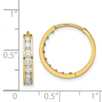 14k Yellow Gold Cubic Zirconia Hinged Hoop Earrings