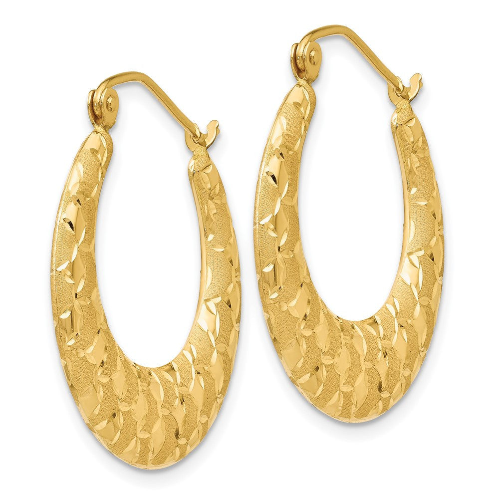 14k Yellow Gold Laser Cut Patterned Hoop Earrings
