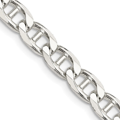 Sterling Silver 6.5mm Diamond-Cut Flat Anchor Curb Chain Necklace 18"