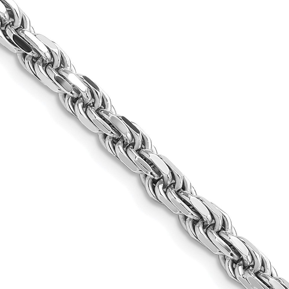 Sterling Silver Rhodium-plated 4.6mm Diamond-cut Rope Chain Necklace 18"