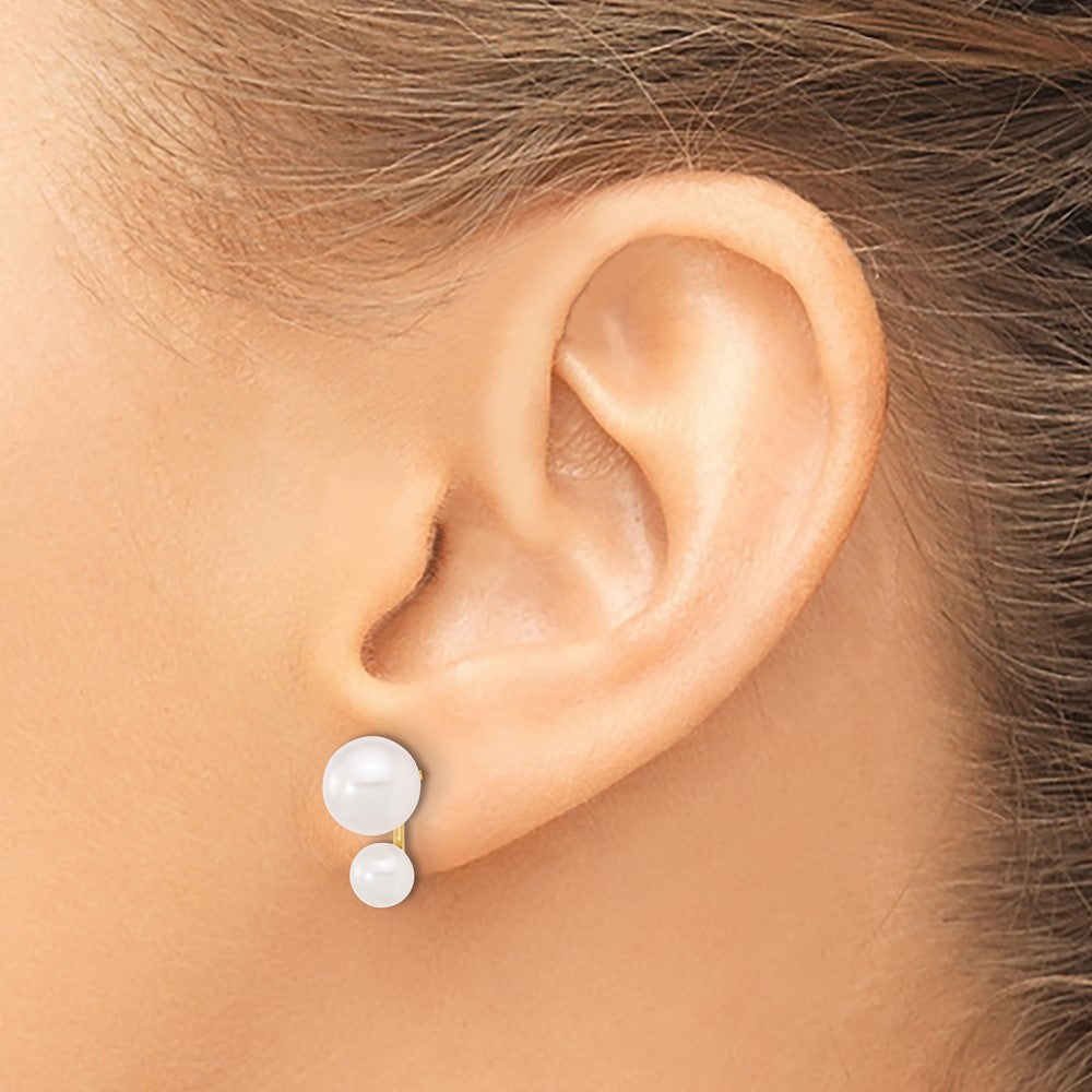 14k Yellow Gold 4-5mm and 6-7mm Akoya Saltwater Cultured Pearl Stud Earrings