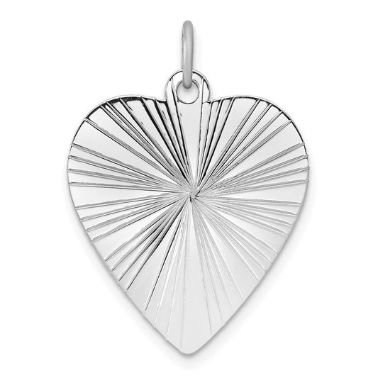 Sterling Silver Engraveable Heart Polished Front Satin Back Disc Charm Pendant