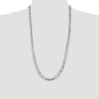 Sterling Silver Rhodium-plated 8.5mm Flat Curb Chain Necklace 28"