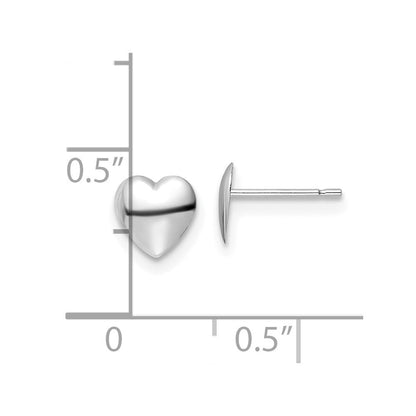 14K White Gold Polished Heart Stud Earrings